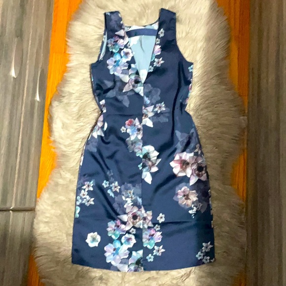 Floral Print Satin A Line Dress - Picture 2 of 5